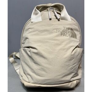 THE NORTH FACE Women's Never Stop Mini Backpack Beige Zip Pockets Small Logo‎